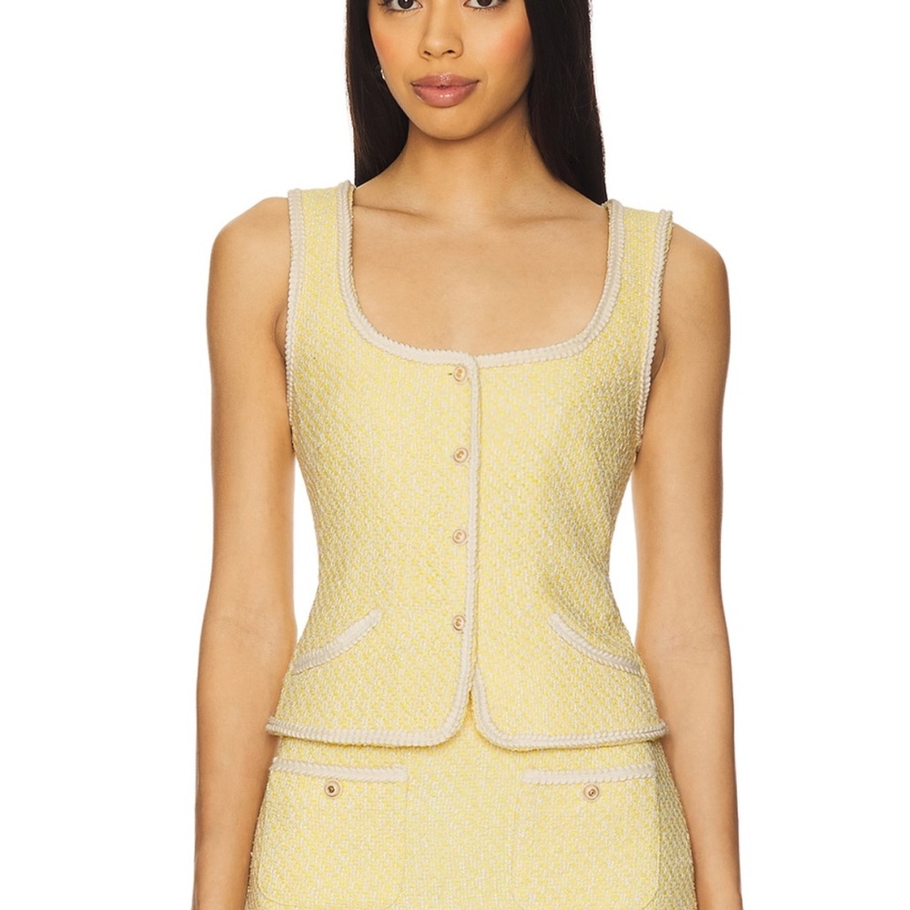 Amanda Uprichard Yellow Tweed Top